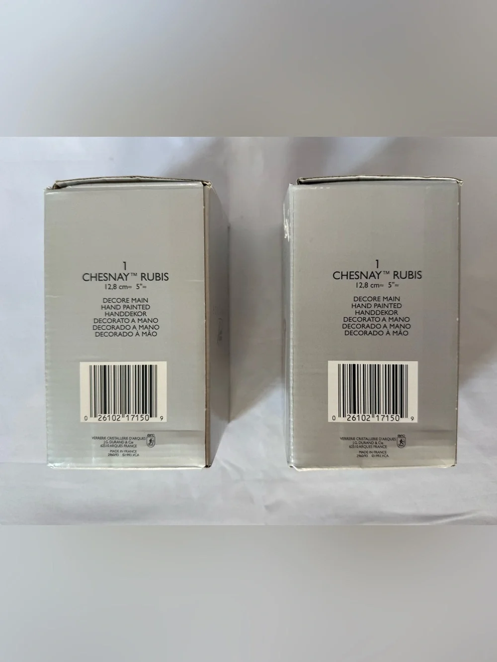 Vintage 1993 Cristal D’Arques Chesnay Rubis Cut to Clear Crystal Set of 2 Vases